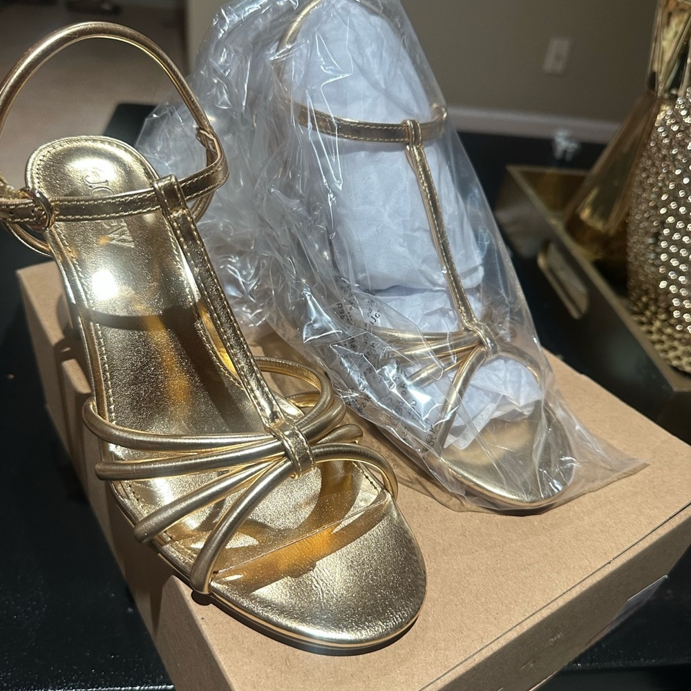 J. Crew Gold Strappy Heels